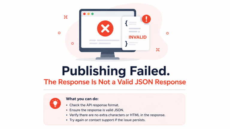 “Publishing Failed. The Response Is Not a Valid JSON Response” — Here’s How to Fix It