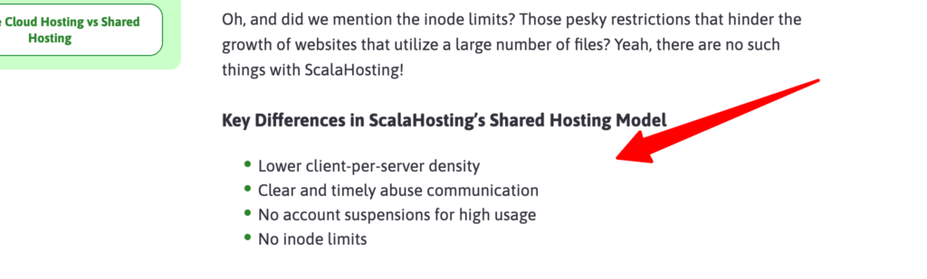 ScalaHosting's own blog explaining its shared hosting abuse policy and lack of inode limits