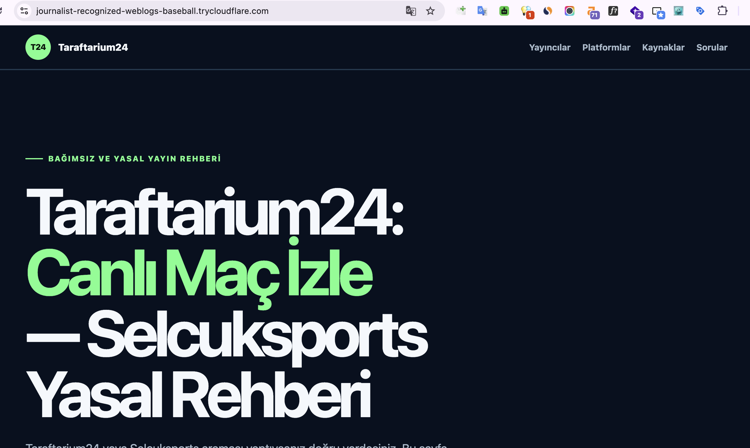 A live pirated sports streaming site running on a random trycloudflare.com tunnel URL indexed by Google