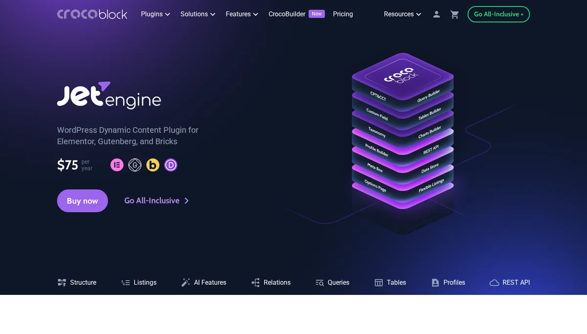 Crocoblock JetEngine plugin page with price and builder support