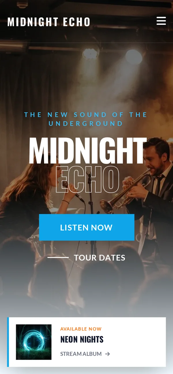 Free musician website on a mobile phone