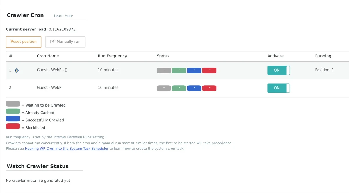 LiteSpeed Cache Crawler settings