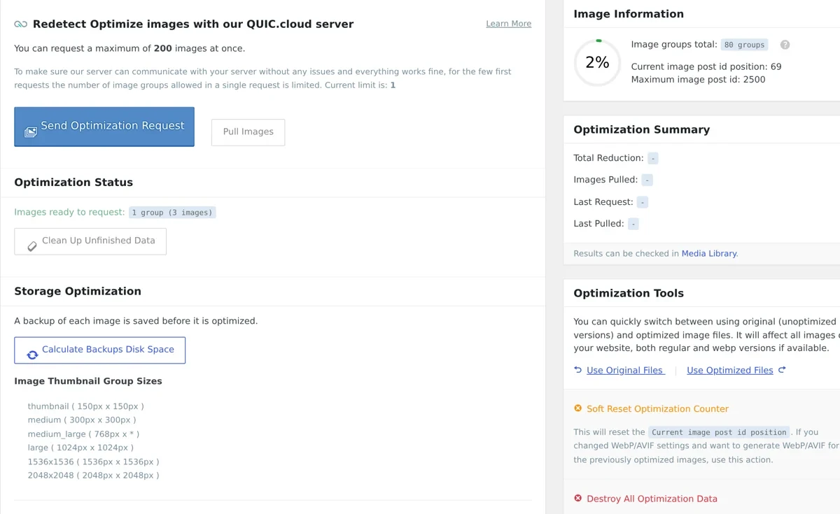 LiteSpeed Cache Image Optimization settings