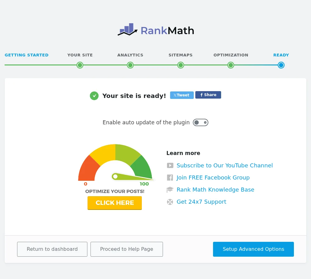 Step 7 Rank Math setup complete