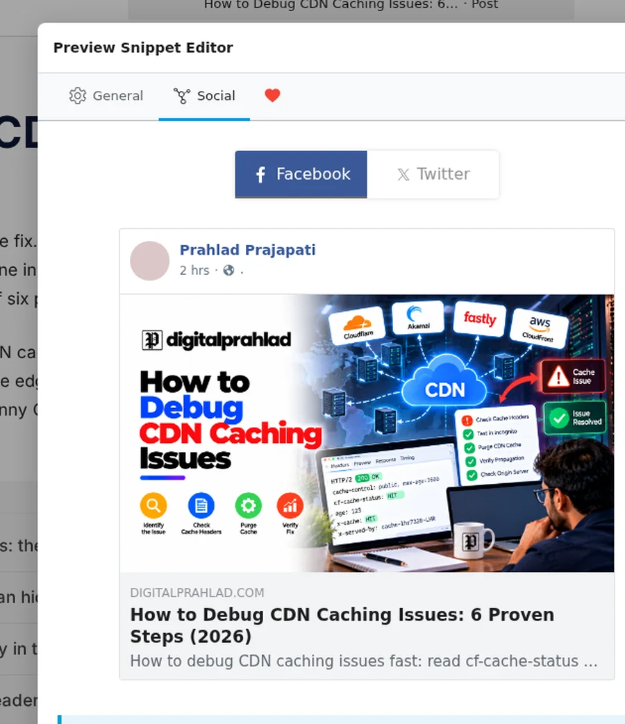 Rank Math social preview for Facebook and X